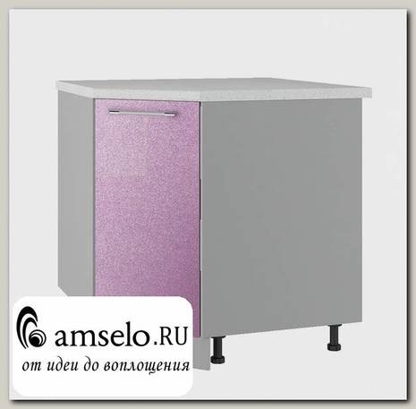 Тумба угловая 850х850 "Лакрима" (МДФ металлик) (Сирень)