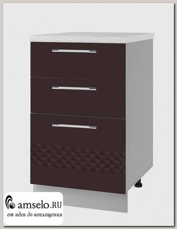 Тумба 500 (3 ящ.) decorazione "Лакрима" (МДФ глянец) (Шоколад)