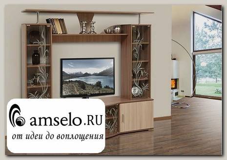 Гостиная 1,84 "Veneto" (Ясень шимо темный/светлый/Стекло радиусное с рис.)