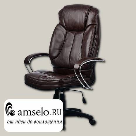 Кресло "Рой" (Кожа NewLeather Коричневая/Пластик Черный)