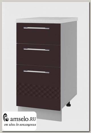 Тумба 400 (3 ящ.) decorazione "Лакрима" (МДФ глянец) (Шоколад)
