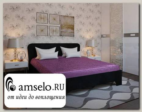 Кровать мягкая1600 (Иск.кожа/Ортопед.осн.) "Velvet" (Кожзам. Omega black)Рс-SD