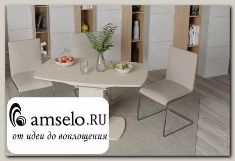 Стол раздвижной L "Vento" (МДФ) (Бежевый матовый/Стекло бежевое матовое)