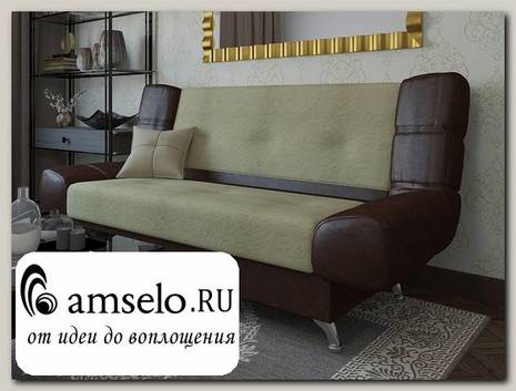 Диван-книжка Roberto (Велюр ivory Linda Flowers 01 (КН)/Кожзам Dark brown)