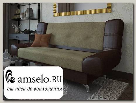 Диван-книжка Roberto (Велюр desert Linda Flowers 02 (КН)/Кожзам Dark brown)