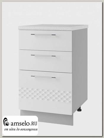 Тумба 500 (3 ящ.) decorazione "Лакрима" (МДФ глянец) (Белый)