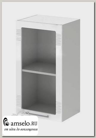 Шкаф 400 decor "Бруско" (МДФ) (Белый глянец/Стекло) /ИЦMkk/ШВС400