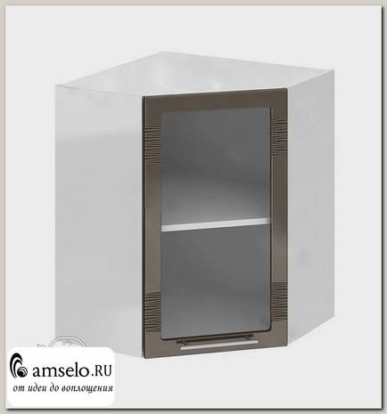 Шкаф угловой 550х550 decor "Бруско" (МДФ) (Шоколад/Стекло) /ИЦMkk/ШВУС550x550