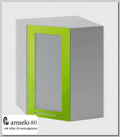 Шкаф угловой 550х550 "Лакрима" (МДФ металлик) (Зеленый/Стекло)