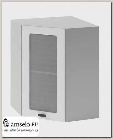Шкаф угловой 550х550 "Чарли" (МДФ) (Белая шагрень/Стекло)