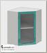 Шкаф угловой 600х600 decor "Бруско" (МДФ) (Бирюза металлик/Стекло) /ИЦMkk/ШВУС600x6000