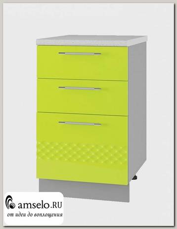 Тумба 500 (3 ящ.) decorazione "Лакрима" (МДФ глянец) (Лайм)