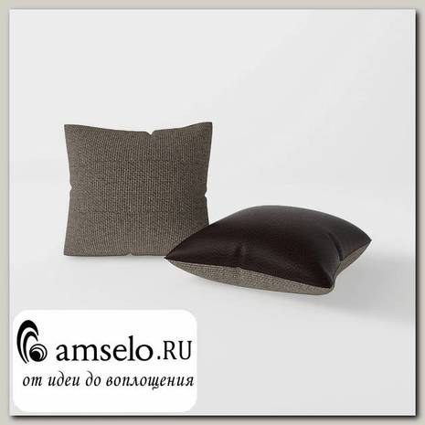 Подушка декор. (комплект 2шт.) 42x42 Torta (Рогожка Alba Beige (AT)/Экокожа Marvel Chocolate (AT))