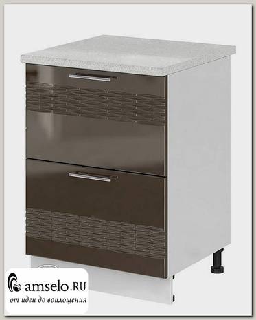Тумба 600 2 глубоких ящ.decor "Бруско" (МДФ) (Шоколад) /ИЦMkk/ШНГ2Я600