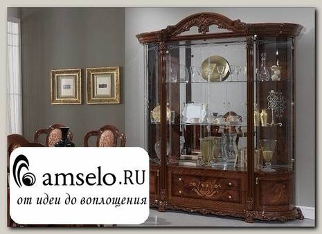 Витрина 4-дверн. 1,9 "Флоренция" (МДФ) (Орех Итальянский/Шелкография/Стекло) MrPr