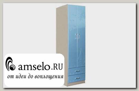 Шкаф 2х дверн. "Элвин" (МДФ) (Дуб Линдберг/Голубой металлик)