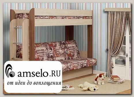 Кровать-чердак с диваном "Ostin" (Ясень шимо темный/Ясень шимо светлый/Архитектура)